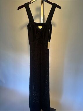 Surf Gypsy Black Knit Maxi Dress with Wide Straps size Medium